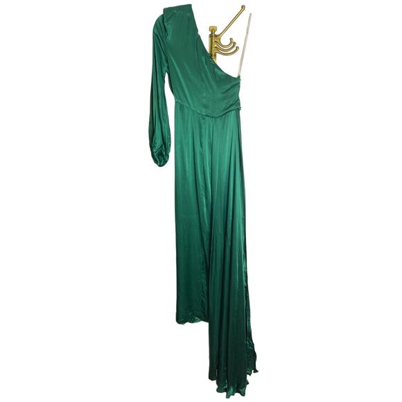 Michael Costello x REVOLVE Heather Gown One Shoulder Asymmetrical Hem Green XS - Picture 6 of 10